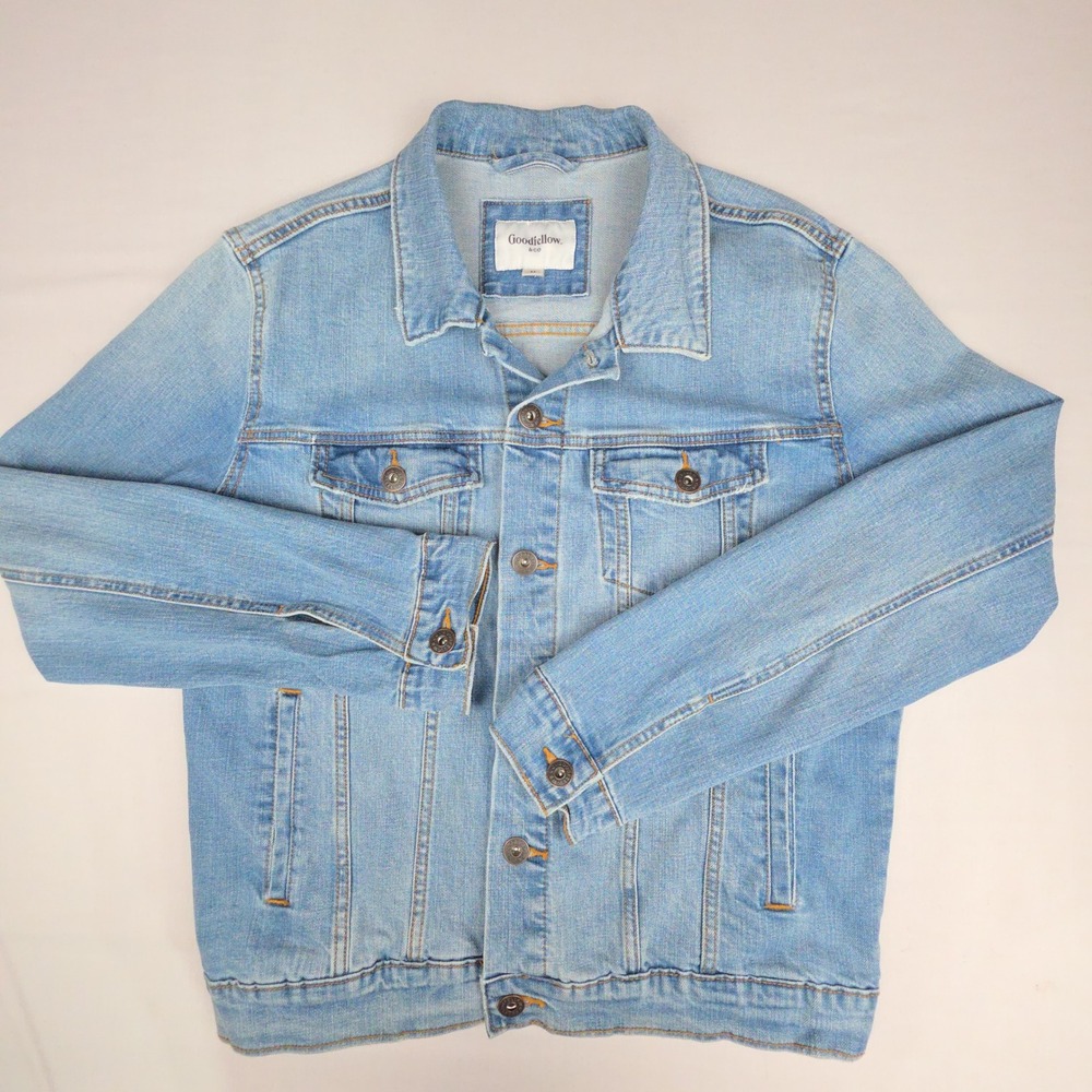 Goodfellow & Co Denim Trucker Jacket Mens M Light Wash Blue Cotton
